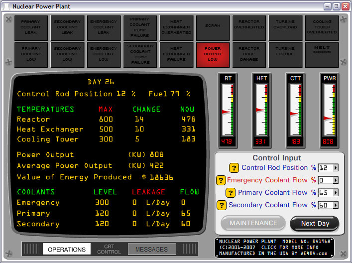 Nuclear Power Plant Simulator Screenshot